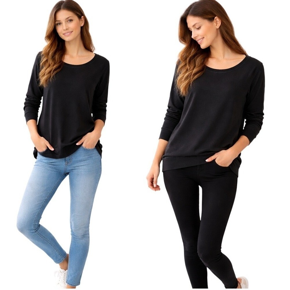 Pact Organic Women's Scoop Neck Long Sleeve Relaxed Fit Sweatshirt‎ Top Sz Large